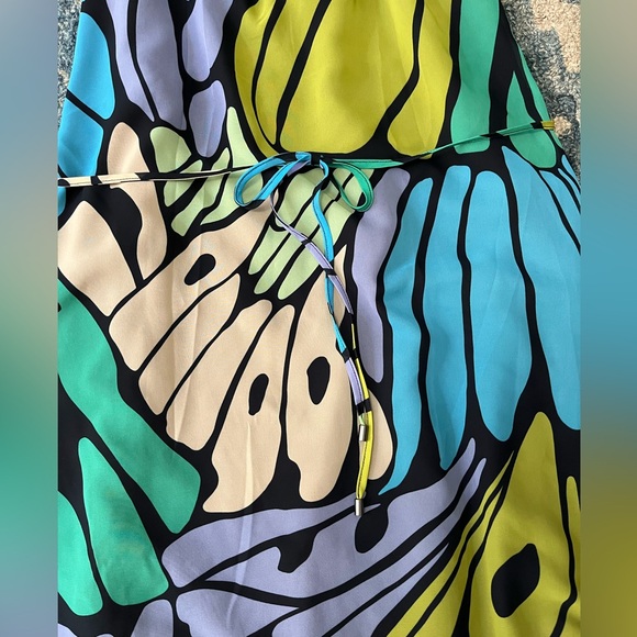 NWT - Sam Edelman Butterfly Trapeze Maxi Dress - Turquoise Multi - Size M - Picture 3 of 9